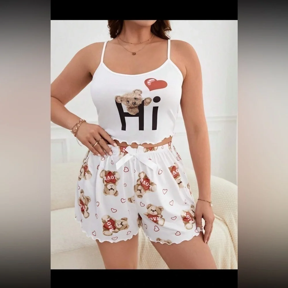 New sweetheart and teddy bear pj short set plus size fits 3/4X ❤️❤️❤️ - Picture 2 of 3